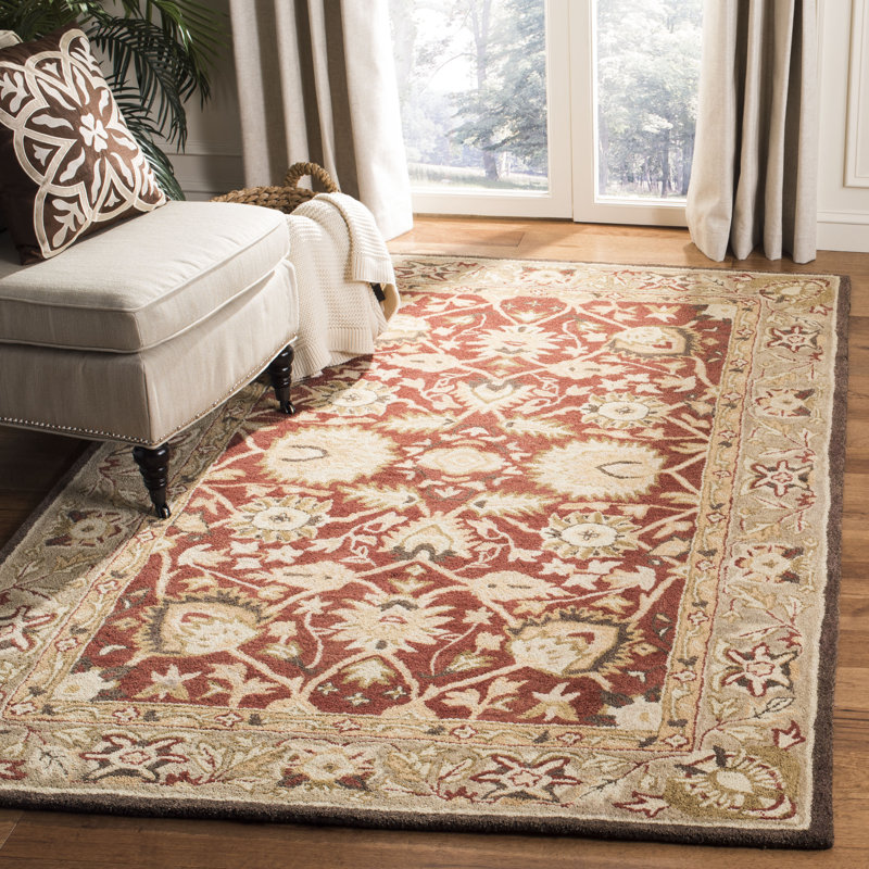 Charlton Home® Tingley HandTufted Wool Rust/Green Area Rug & Reviews
